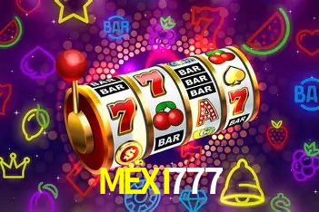 Escena dinámica inspirada en casino con iluminación MEXI777, cartas, fichas e íconos de juegos digitales en un espacio moderno de juegos.
